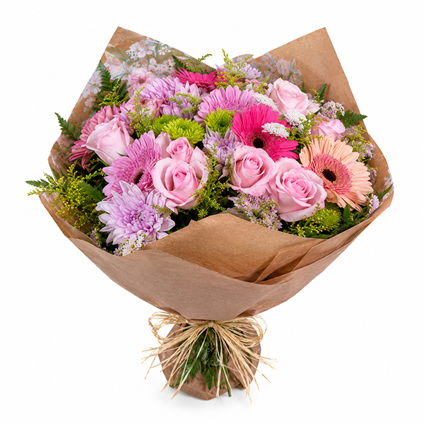 Buqu� de flores do Campo com Rosas em Tons Rosados