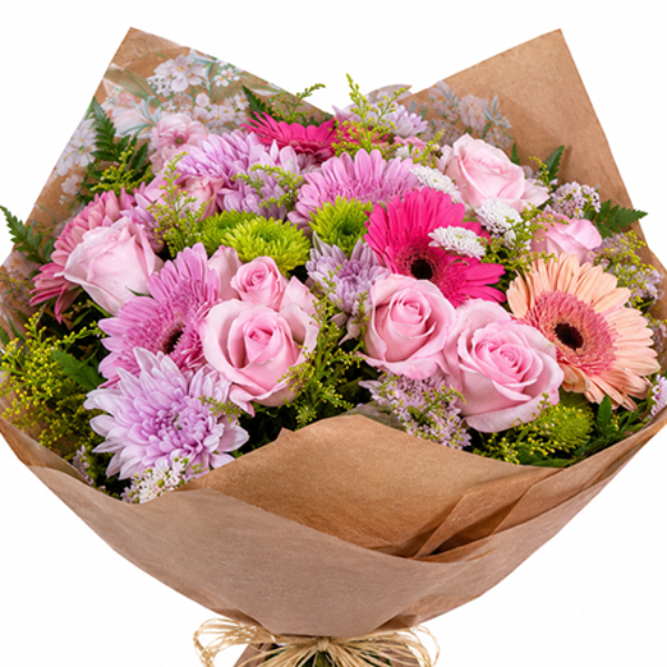 Buqu� de flores do Campo com Rosas em Tons Rosados