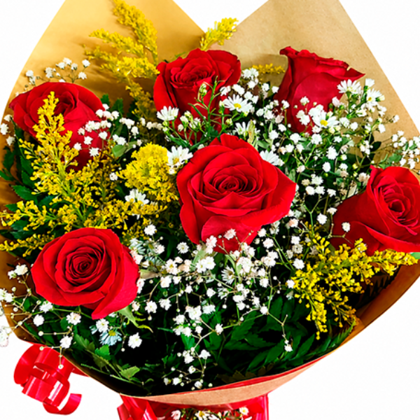 Buqu� com 6 rosas Premium