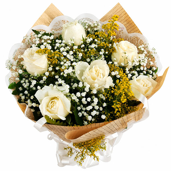 Buqu� Tradiconal com 6 rosas brancas